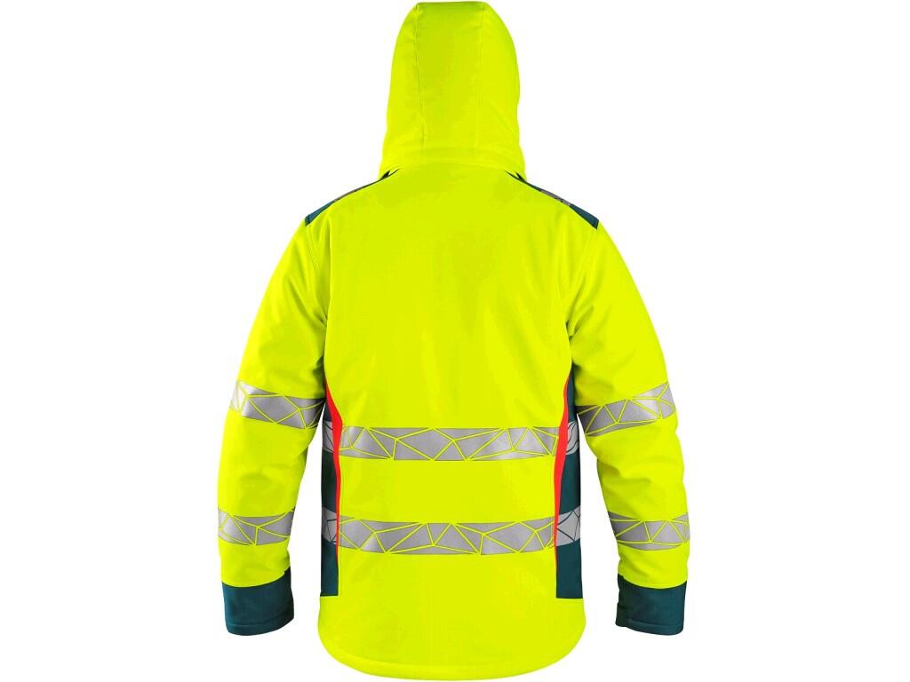 Bunda CXS BEDFORD WINTER, výstražná, zimní, pánská, softshell, žluto-petrolová, vel. 2XL