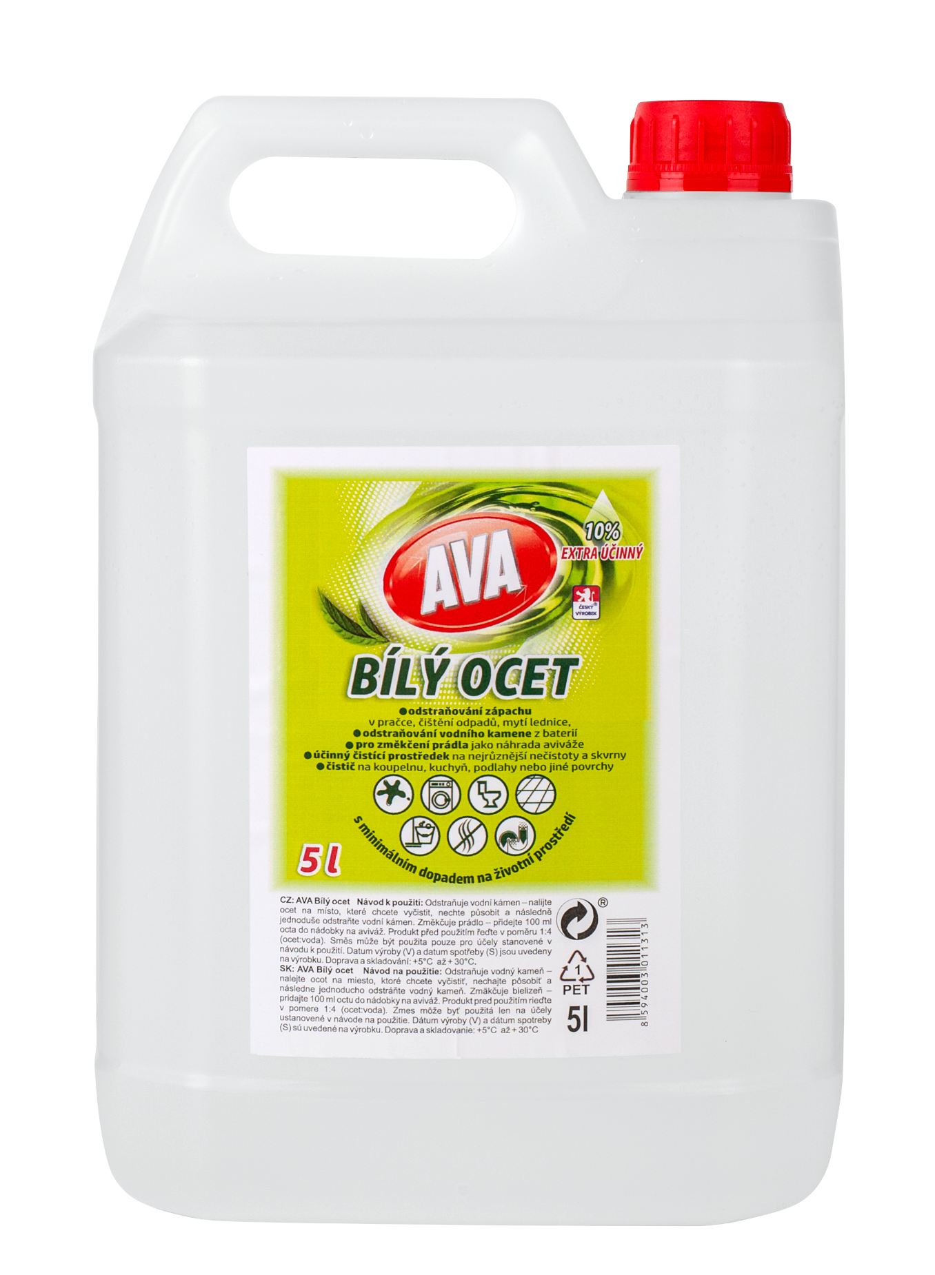 AVA Bílý ocet 10% 5L