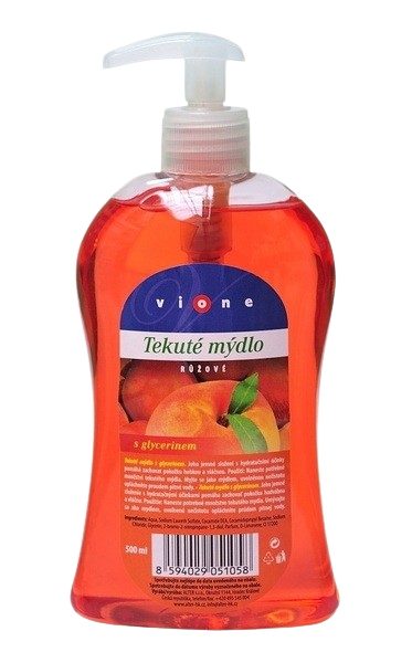 Vione tekuté mýdlo 500ml RŮŽOVÉ (Broskev) s glycerinem, čiré s pumpičkou