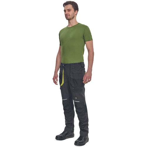 SHELDON kalhoty antracit/žlutá 42