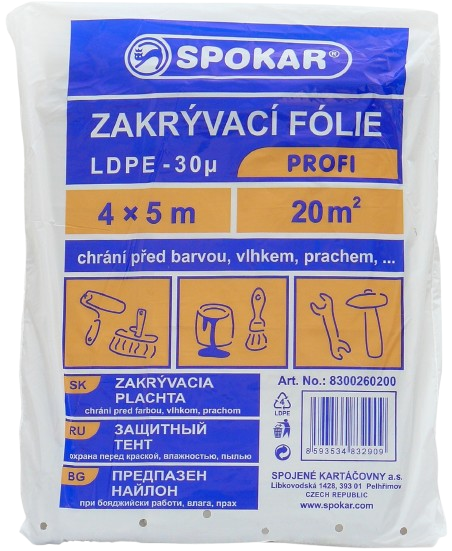 Zakrývací folie 4x5m LDPE 30my transparentní