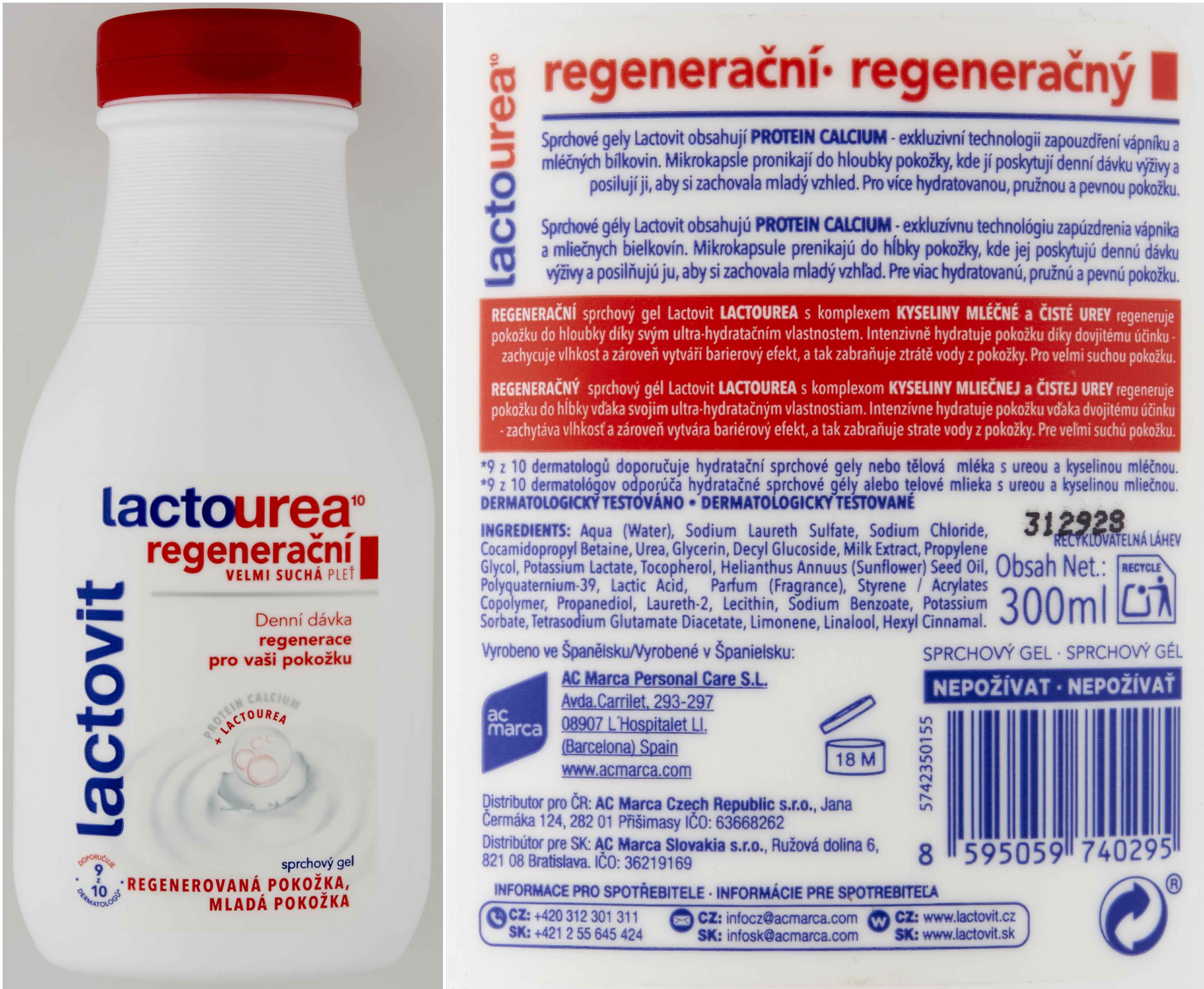 Lactovit lactourea sprchový gel 300ml Regenerační