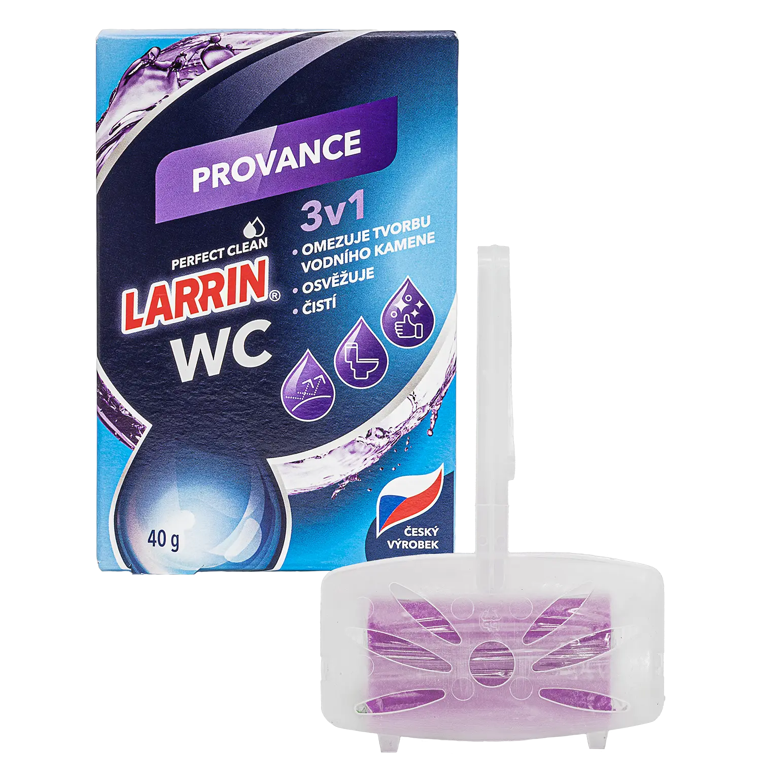 LARRIN WC závěs Provance fialový 3v1, 40g (komplet, blistr)