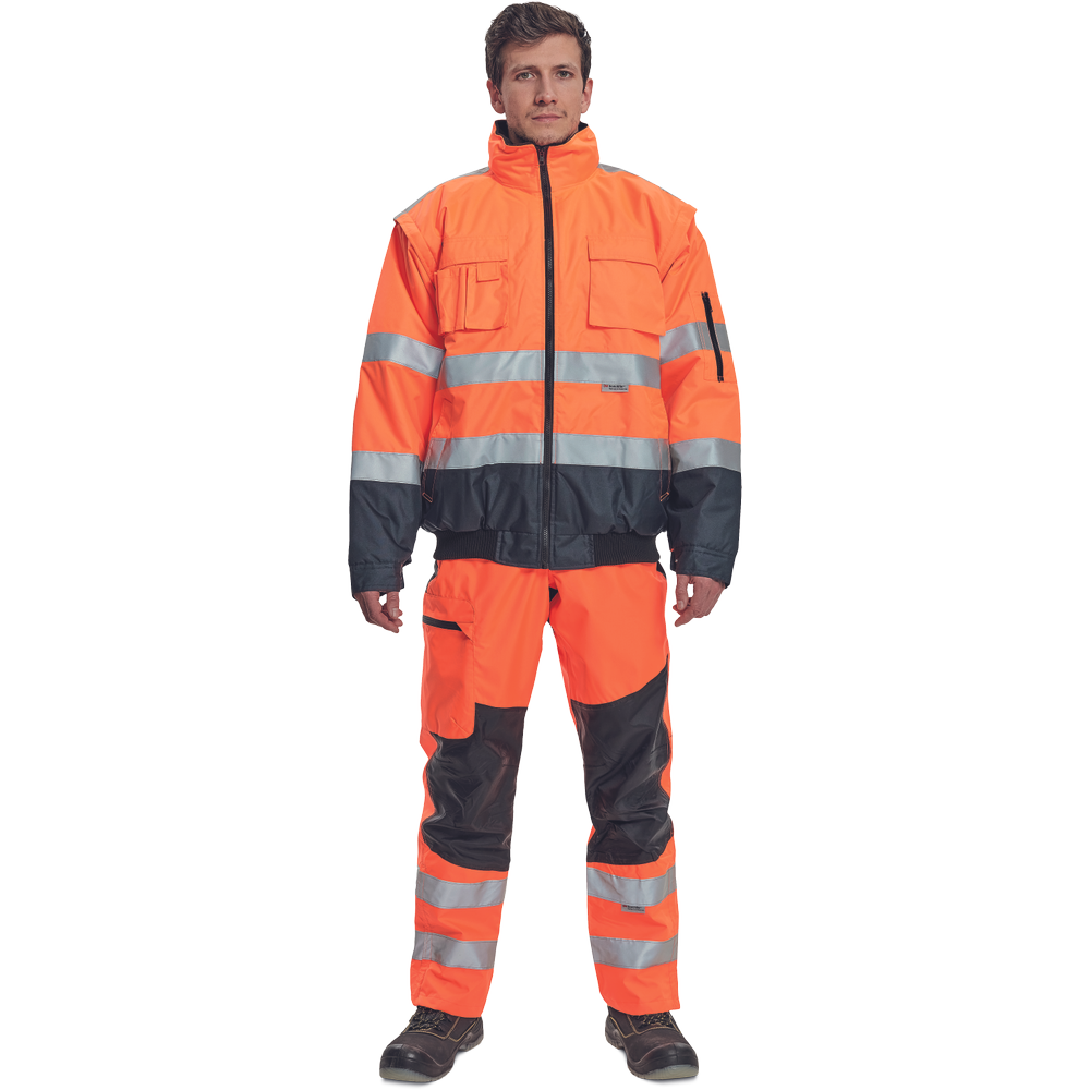 CLOVELLY pilot bunda HV oranž./navy 2XL